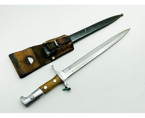 ANTIQUE SWISS BAYONET WITH METAL SCABBARD