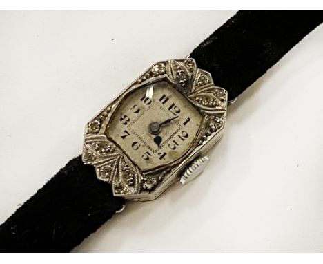 PLATINUM &amp; DIAMOND VINTAGE LADIES COCKTAIL WATCH