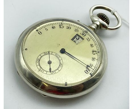 SILVER OPEN FACE POCKET WATCH ''MODERNISTA''  DIGITAL FLU BACK