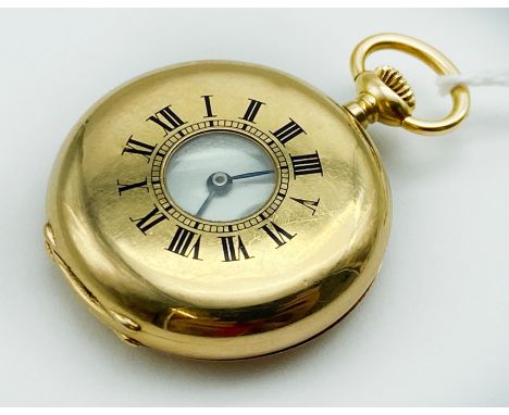 18CT GOLD SMALL HALF HUNTER PATEK PHILLIPPE CO GENEVE POCKET WATCH - NO101976