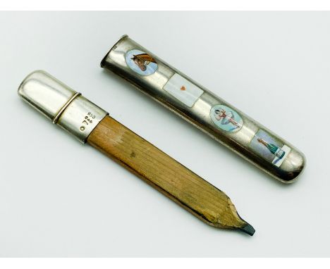 THE FOUR VICES 950 SILVER &amp; ENAMEL CARPENTERS FRENCH PENCIL CIRCA 1900