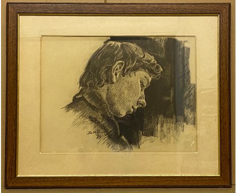 VLADIMIR EREMENKO (1922-1988) PORTRAIT OF A STUDENT - CHARCOAL ON PAPER 35.5CM X 47CM