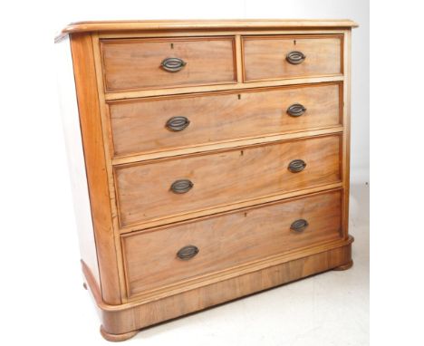 Victorian 19th century mahogany caddy top 2 over 3 chest of drawers. Raised on plinth base with short and deep drawers having
