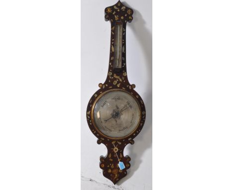 Giusani &amp; Son, Wolverhampton - An Italian / English mother of pearl wall hanging barometer. Rosewood veneer with mother o
