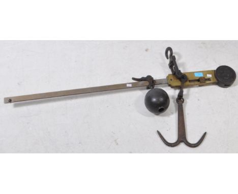 1947 20th century Crown Regulation industrial yard balance weighing scales. To weigh 300 lb. Measuring approx.49 x 104