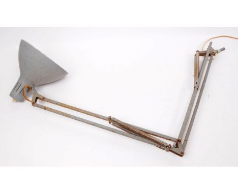 1001 Lamps - Mid century London industrial anglepoise metal work bench lamp painted grey. Featuring an adjustable stand with 