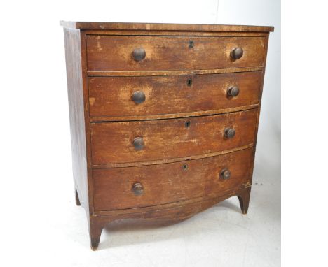 A George III 19th century mahogany bow front chest of drawers. The chest being raised on tapering legs with straight 4 drawer