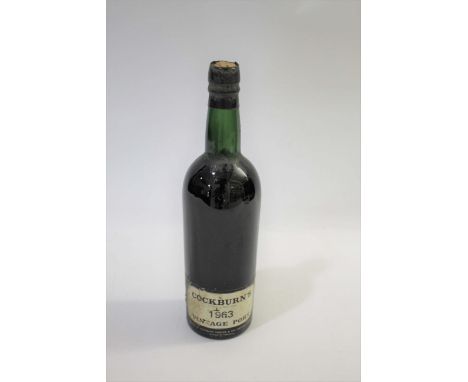 PORT: Cockburns Vintage port, 1963, wax cap damaged, level mid shoulder, one bottle