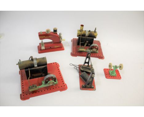 MAMOD MODEL STEAM ENGINE a small Mamod steam engine on a metal base, also with another Mamod steam engine, a Vulcan children'
