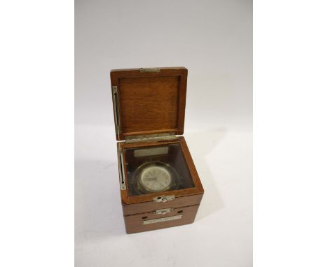 HAMILTON WATCH CO MARINE CHRONOMETER - USA an American Model 22 gimbel chronometer, mounted in a 2 tier wooden case. With an 