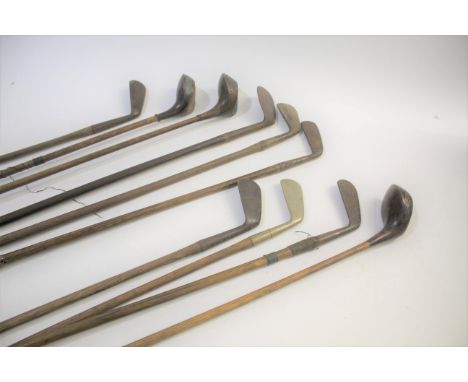 VINTAGE GOLF CLUBS a variety of hickory shafted golf clubs including Cann &amp; Taylor, R Simpson, Cyril Fryer, Cargills Limi
