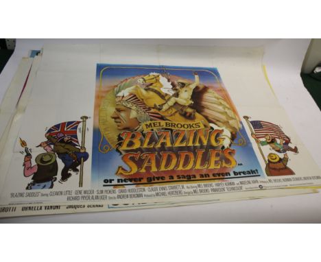 VINTAGE FILM POSTERS various vintage quad film posters, including Blazing Saddles, The Nightcomers, Our Mothers House, Storm 