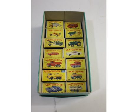 MATCHBOX SERIES 14 boxed models including 61 Alvis Stalwart (white body, flap of box missing), 63 Dodge Crane Truck, 49 Unimo