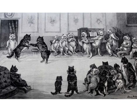 AFTER LOUIS WAIN A MERRY-GO-ROUND; AN OWLISH ECCENTRICITY; A CATS' PARTY Three monochrome prints, two as published in the Ill