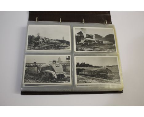 RAILWAY POSTCARDS &amp; BOOKS 1 album including various railway locomotive postcards, Tees Tyne Pullman, Heart of Midlothian,