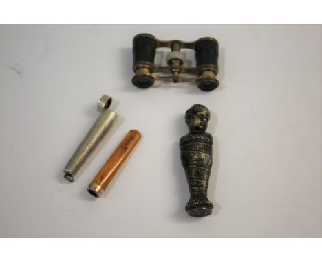 19THC SEAL an early 19thc seal with crest and Latin inscription, later added to a bronze figure of a child with swaddling clo