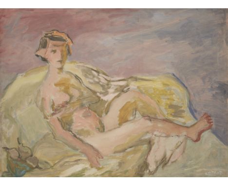 Henryk Gotlib, Polish 18901966 - Dame sur canapé, 1951; oil on canvas, signed lower right, 70 x 93 cm (ARR) Provenance:Bounda