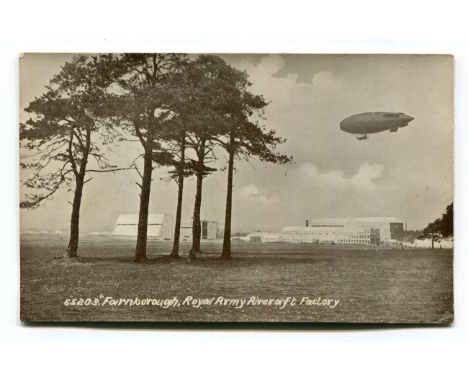 A collection of approximately 64 postcards of Hampshire, including photographic postcards titled 'Farnborough, Royal Army Air