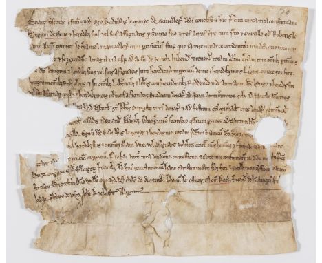 NO RESERVE Somerset, Stewley.- I, Ralph le Monye have conceded and by this present charter have granted to Hugh de Dene three