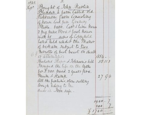 West Sussex, Chichester.- Smith (Francis, JP, of Salt Hill, Chichester) Bank Book, manuscript in several hands, c. 120pp. exc