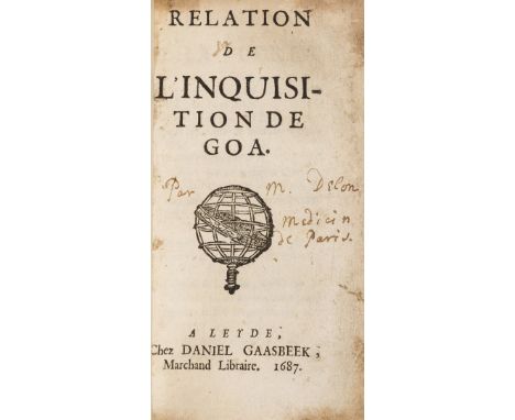 NO RESERVE [Dellon (Charles)] Relation de l'Inquisition de Goa, first edition, title with woodcut printer's device, woodcut d