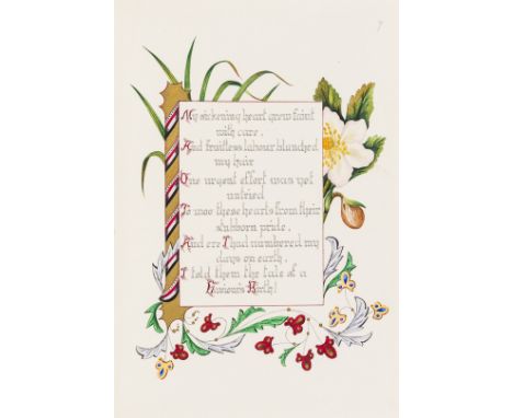 Lament of the Old Year, illuminated manuscript on thick paper, 8ff. on recto and verso, calligraphic verse with elaborate dec