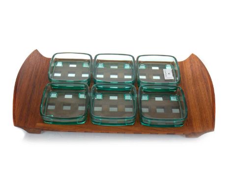 JENS HARALD QUISTGAARD (DANISH, 1919-2008) FOR DANSK DESIGNS, TEAK SERVING TRAY, CIRCA 1960-69 the lattice tray with twin upr