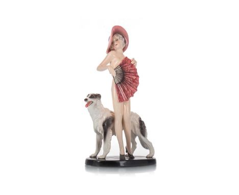 JOSEF LORENZL (AUSTRIAN, 1892-1950) FOR GOLDSCHEIDER, AUSTRIAN ART DECO CERAMIC FIGURE OF A WOMAN, CIRCA 1920-30 modelled as 