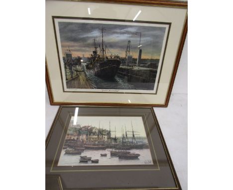 Keith Baldock lts edition print 'Good Hunting' 55x42cm and another print of a harbour