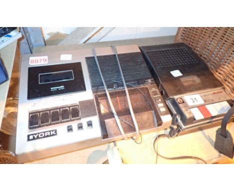 Early Bush cassette recorder and York clock cassette radio  CONDITION REPORT: All electrical items in this lot have been PAT 