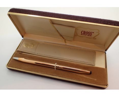 Cross 14ct gold plated ballpoint pen in original case with inserts etc 