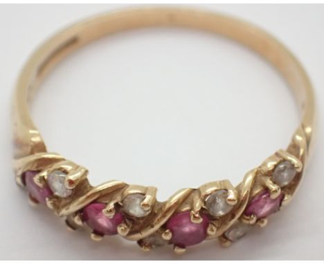 9ct gold ruby and cubic zirconia dress ring size P