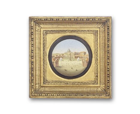 Attributed to Cesare Roccheggiani (Italian, active second half 19th century): A late 19th century topographical micromosaic t