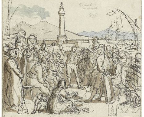 Hieronymus Hesse (Swiss, 1799-1850)Cantastorie in Naples bears inscription 'Cantastorie in Neapel/VXX' (upper centre)pen, ink