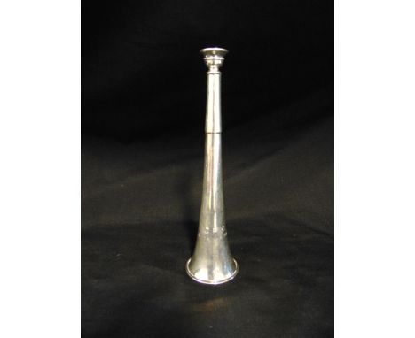 A SILVER HUNTING HORN by Goldsmiths &amp; Silversmiths Co. Ltd., London 1902, with inscription C.P.M. Christmas 1902, 20cm lo