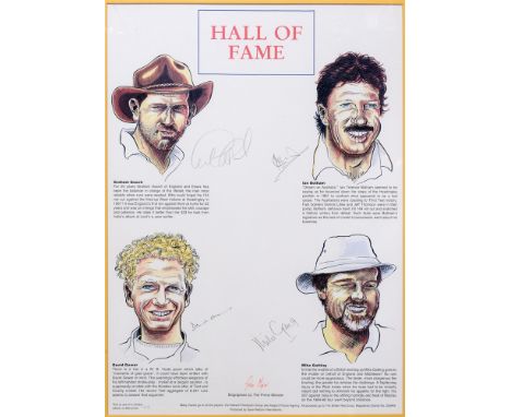 CRICKET - HALL OF FAME Biographies by the Prime Minister John Major, limited edition colour print, no 165/200, with caricatur