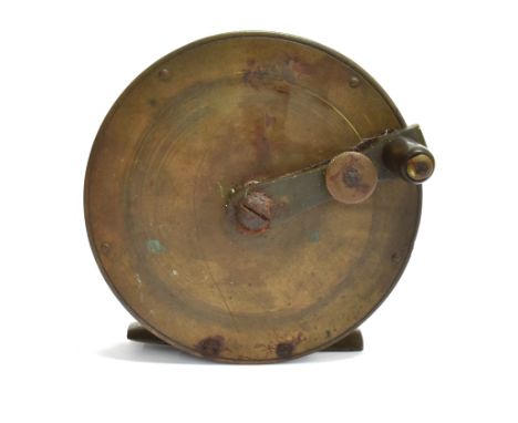 [FISHING] HENRY BOWDEN 24 NORTH STREET, EXETER - A RARE 19TH CENTURY EXETER MADE 4.5' BRASS SALMON FLY FISHING REEL  with con