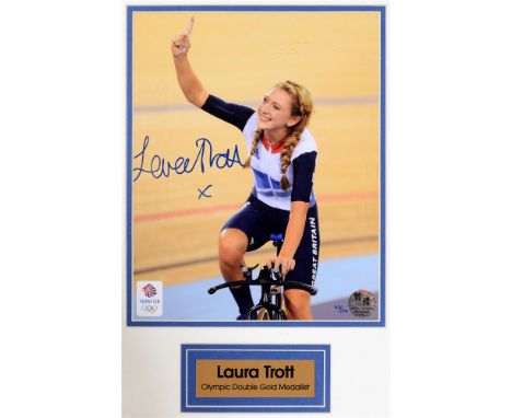 CYCLING - AUTOGRAPH, LAURA KENNY (NEE TROTT), C.B.E. (B.1992)  A London 2012 Olympics official colour portrait photograph, si