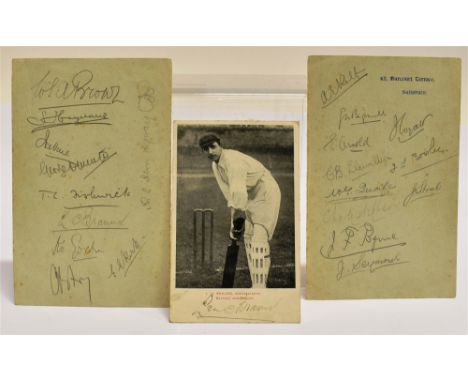 CRICKET - AUTOGRAPHS  A portrait postcard of L.C. Braund, Somersetshire (Warner's Team Series), signed in black ink; together