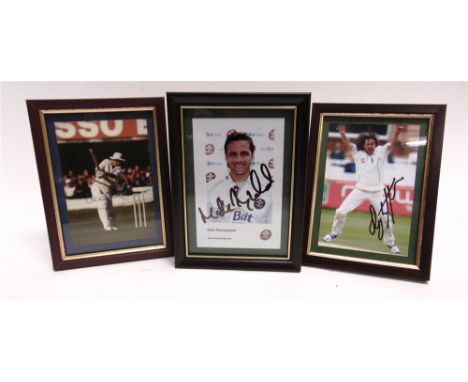 A COLLECTION OF TWENTY-THREE PLAYER SIGNED PHOTOGRAPHS AND COLLECTORS CARDS  including K. Pieterson (England) Robert Croft (K