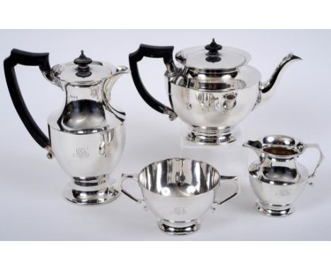 A silver four piece tea service, initialled, London 1925/29, approx. 52.2 ozt (all in) (4)  See illustration