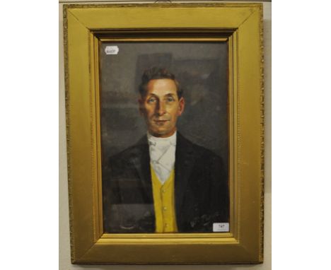 William Pascoe, a half length portrait of Tom Sloman of the Talbot Arms Uplyme, oil on board, signed and dated 1936, 45 x 30 