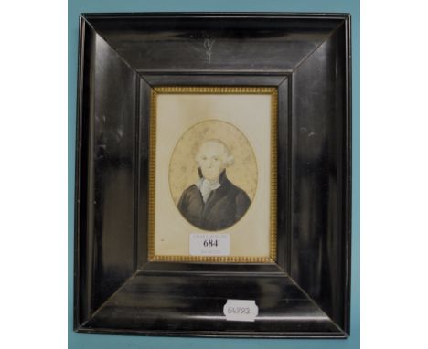 A German portrait miniature, Gottlich Heinr Rieger, watercolour, inscribed verso, 10 x 8 cm