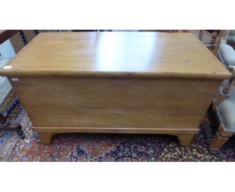 Victorian stripped pine blanket box on deep bracket feet, early 19th century, 102cm wide 