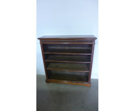 A Victorian Walnut Four Shelf Adjustable Bookcase - 109cm x 107cm x 29cm 