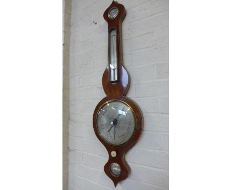 A 19th Century Mahogany and Inlaid Barometer with a Hydrometer Thermometer and Spirit Level 