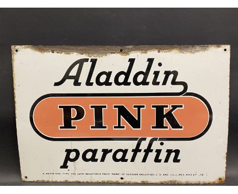 An Aladdin Pink Paraffin rectangular single sided enamel sign, 21 x 14".