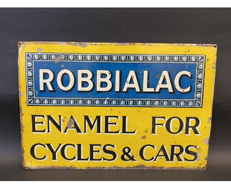 A Robbialac Enamel for Cycles &amp; Cars rectangular tin advertising sign, 18 x 12".