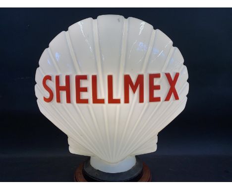 A Shellmex glass petrol pump globe by Hailware, fully stamped underneath, excellent condition. 