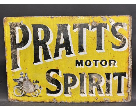 A Pratt's Motor Spirit rectangular double sided enamel sign by Imperial lacking hanging flange, with image of a Veteran car t